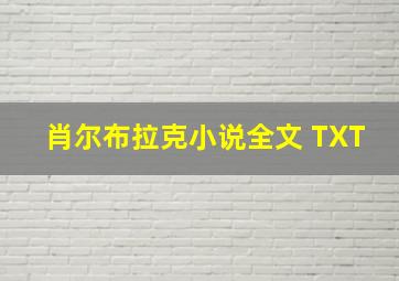 肖尔布拉克小说全文 TXT